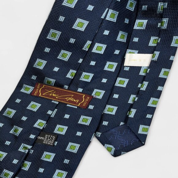 Tino Cofina Silk Tie Geometric Cubes Blue Green Turquoise Formal Business Dress - Picture 4 of 6